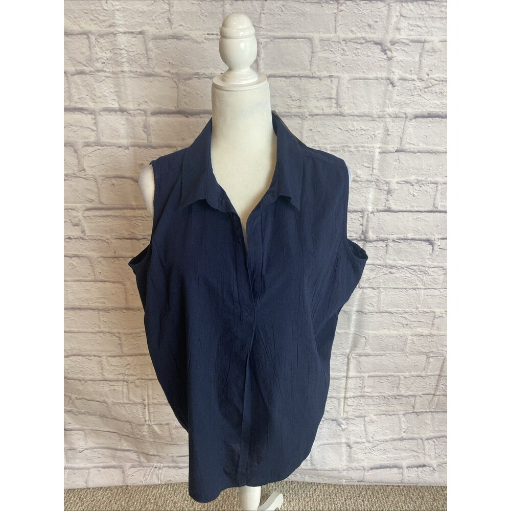 Style & Co. Women’s NWT Sleeveless Casual Everyday  Cotton Blend Navy Blouse 2X